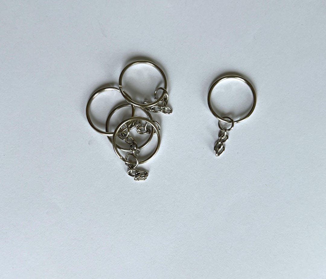 25mm Split Ring Key Chain in Silver With Chain // Keyring // Keyfob - Etsy