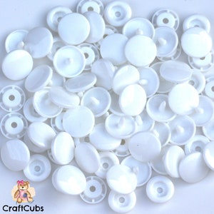 B3 Kam Snaps in White: Heart, Glossy or Matte // Size 20 or T5 // available in many colours // snap fastener, plastic snaps image 2