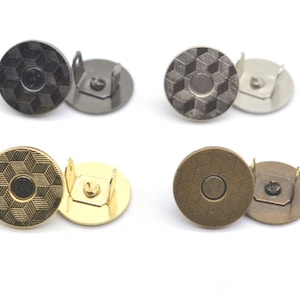 Conjuntos de botões magnéticos finos de 10 mm em preto, bronze, dourado e prata // Ferragens para fecho de bolsa e carteira // Rebite duplo com fecho magnético