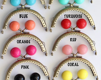 8.5cm Colourful Candy Round Kisslock Purse Frame in White Pearl Blue Orange Red Pink Black Yellow //Small Metal Frame for bag coin pouch