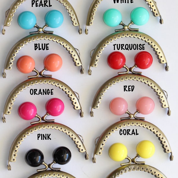 8.5cm Colourful Candy Round Kisslock Purse Frame in White Pearl Blue Orange Red Pink Black Yellow //Small Metal Frame for bag coin pouch