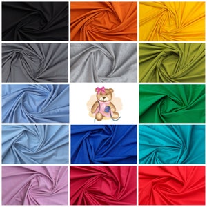 CLEARANCE SALE: 170gsm Cotton Lycra Knit Fabric in Red, Light Blue, Orange, Grey, Yellow by the metre  185cm extra wide stretch fabric