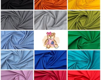 CLEARANCE SALE: 170gsm Cotton Lycra Knit Fabric in Red, Light Blue, Orange, Grey, Yellow by the metre  185cm extra wide stretch fabric