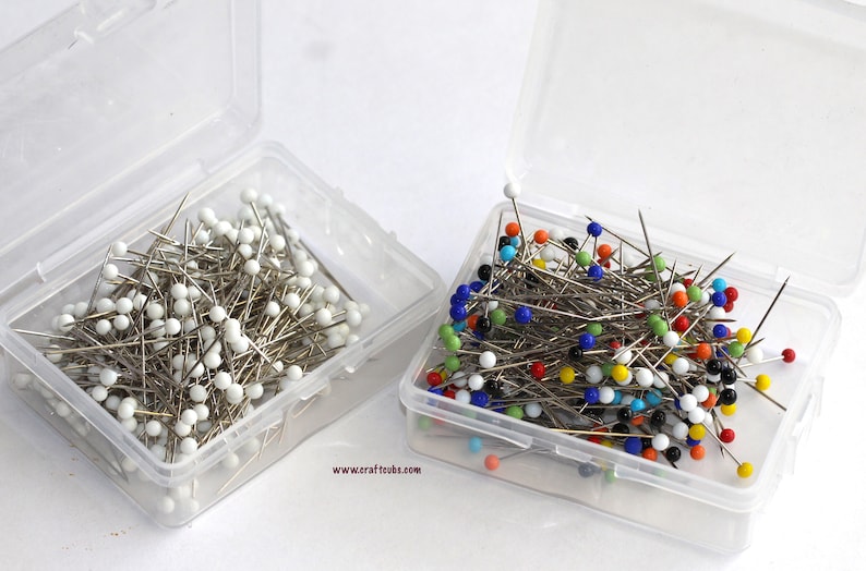 250 Pieces of Glass Head Sewing Pins 38mm Long // Quilting Etsy