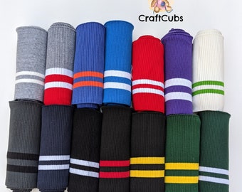 Stripes in Colour Cotton Lycra 2 x 2 Cuff Ribbing 700gsm // in 14 colours: grey green navy blue orange yellow black red purple white cream