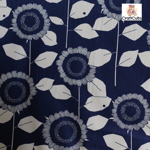 Navy Floral Fabric Etsy