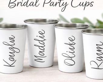 Op maat gemaakte bruiloftsbekers | Gegraveerde kopjes voor bruidsmeisjes en stalknechten | Gepersonaliseerde bruidsfeestcadeaus | Bulk op maat gemaakte bekers