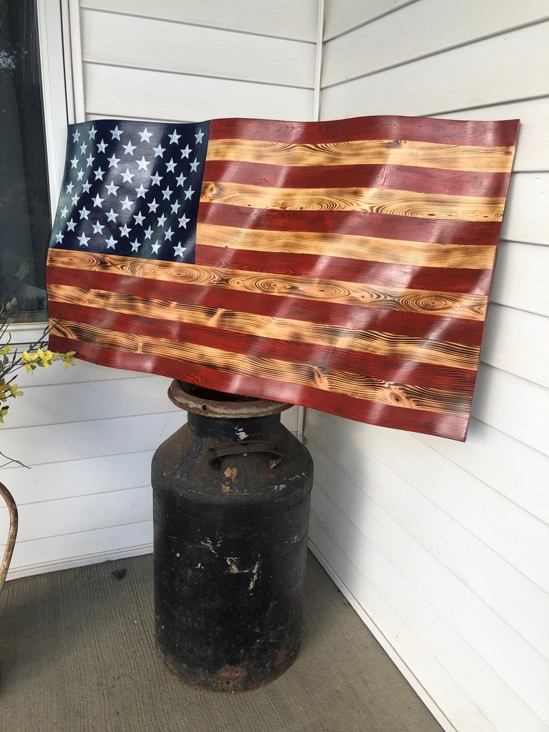 Waving wooden flag Distressed Wood American Flag Wall Etsy