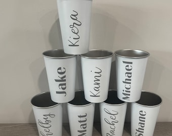 Custom Party Cup, Custom Engraved Glass, Bridesmaid Cup, Groomsman Cup, Drink Cup for Wedding, Grooms Dinner Cup, Personalized Wedding Gift