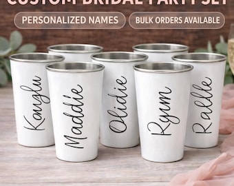 Custom Wedding Cups | Engraved Bridesmaid & Groomsman Cups | Personalized Bridal Party Gifts | Bulk Custom Cups