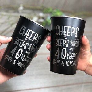 Custom Laser Engraved Cups, Personalized Stainless Steel Pint Glass, Bridal Shower Gift, Girls Weekend Cup, Groomsmen Gift, Party Favor Cups image 8