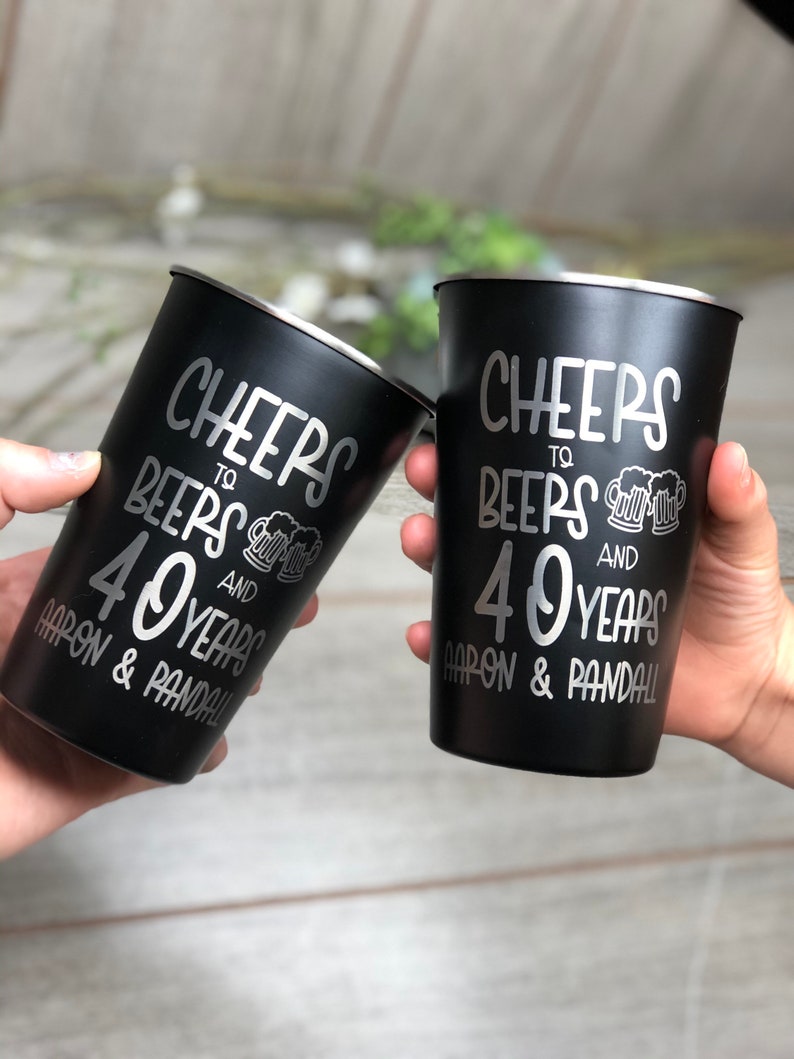 Custom Laser Engraved Cups, Personalized Stainless Steel Pint Glass, Bridal Shower Gift, Girls Weekend Cup, Groomsmen Gift, Party Favor Cups image 8