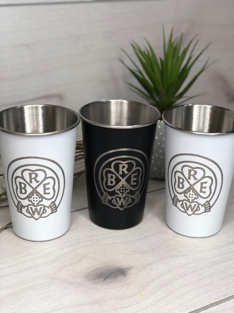 Custom Laser Engraved Cups, Personalized Stainless Steel Pint Glass, Bridal Shower Gift, Girls Weekend Cup, Groomsmen Gift, Party Favor Cups image 5