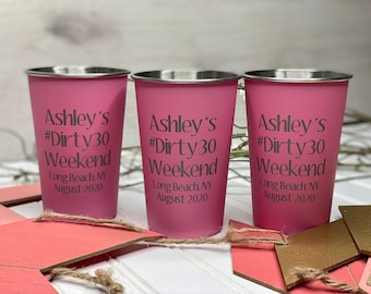 Custom Laser Engraved Cups, Personalized Stainless Steel Pint Glass, Bridal Shower Gift, Girls Weekend Cup, Groomsmen Gift, Party Favor Cups