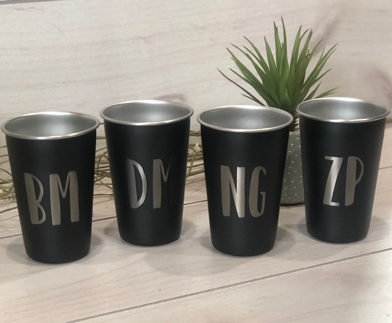 Custom Laser Engraved Cups, Personalized Stainless Steel Pint Glass, Bridal Shower Gift, Girls Weekend Cup, Groomsmen Gift, Party Favor Cups image 4