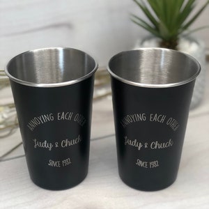 Custom Laser Engraved Cups, Personalized Stainless Steel Pint Glass, Bridal Shower Gift, Girls Weekend Cup, Groomsmen Gift, Party Favor Cups image 7