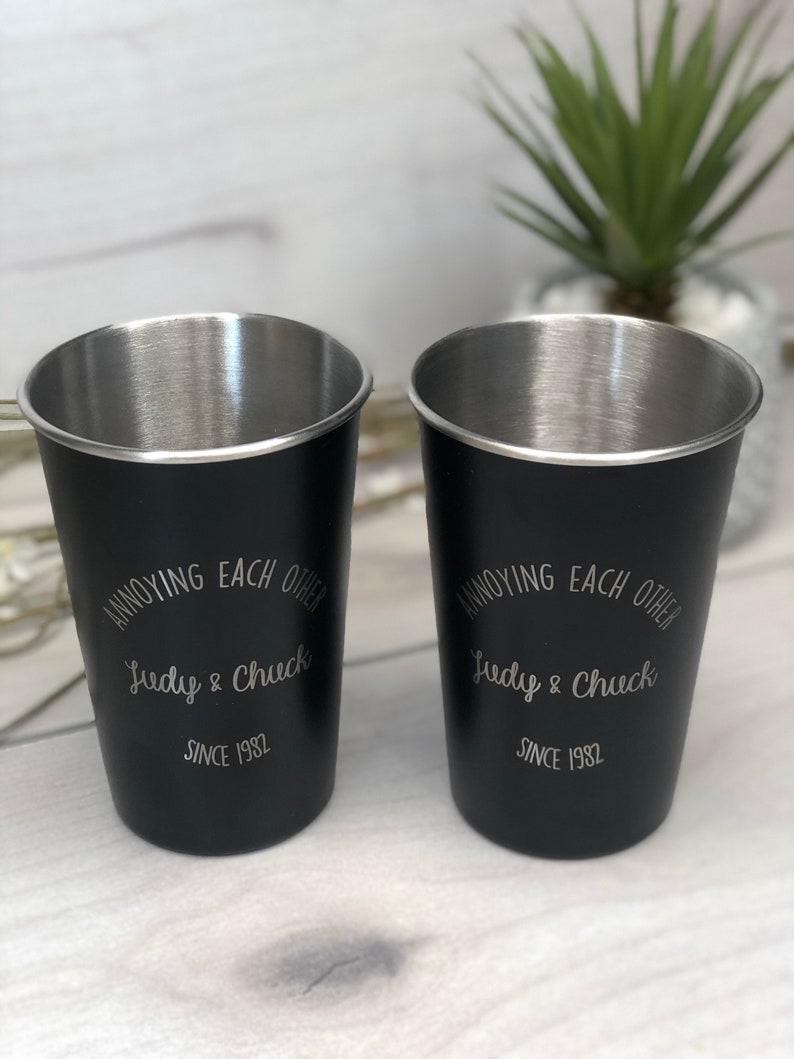 Custom Laser Engraved Cups, Personalized Stainless Steel Pint Glass, Bridal Shower Gift, Girls Weekend Cup, Groomsmen Gift, Party Favor Cups image 7