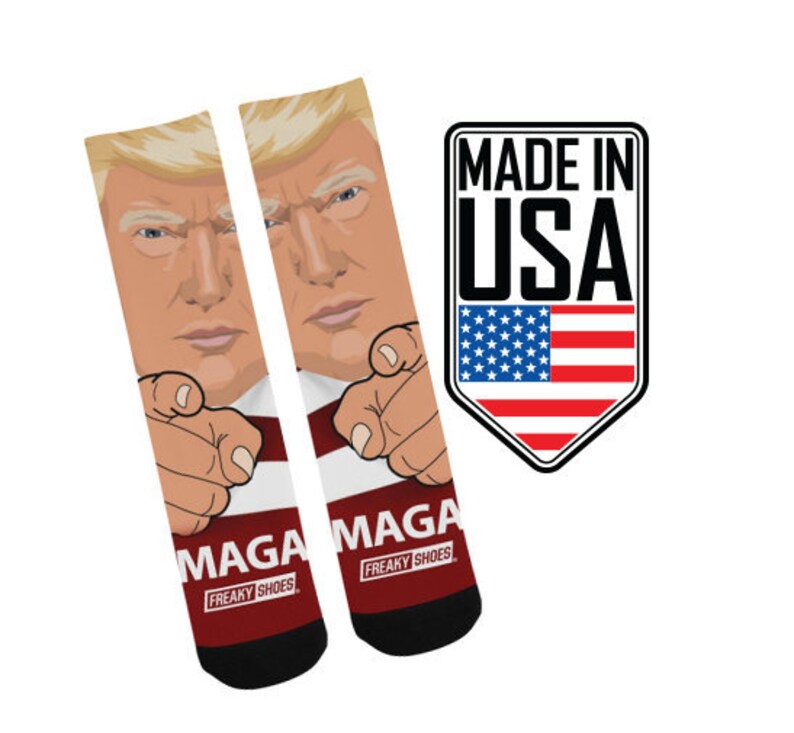 Made in USA Trump 2020 Maga Print Socks Design President Donald Trump Pin Democrat Gift Sneakers Gift Footwear Political Humor