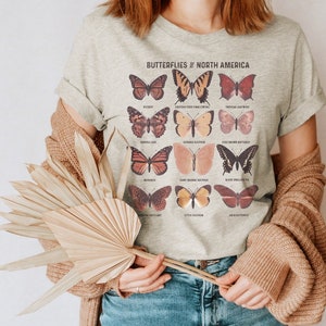 Mariposas de América del Norte Cottagecore Estética Camiseta Unisex