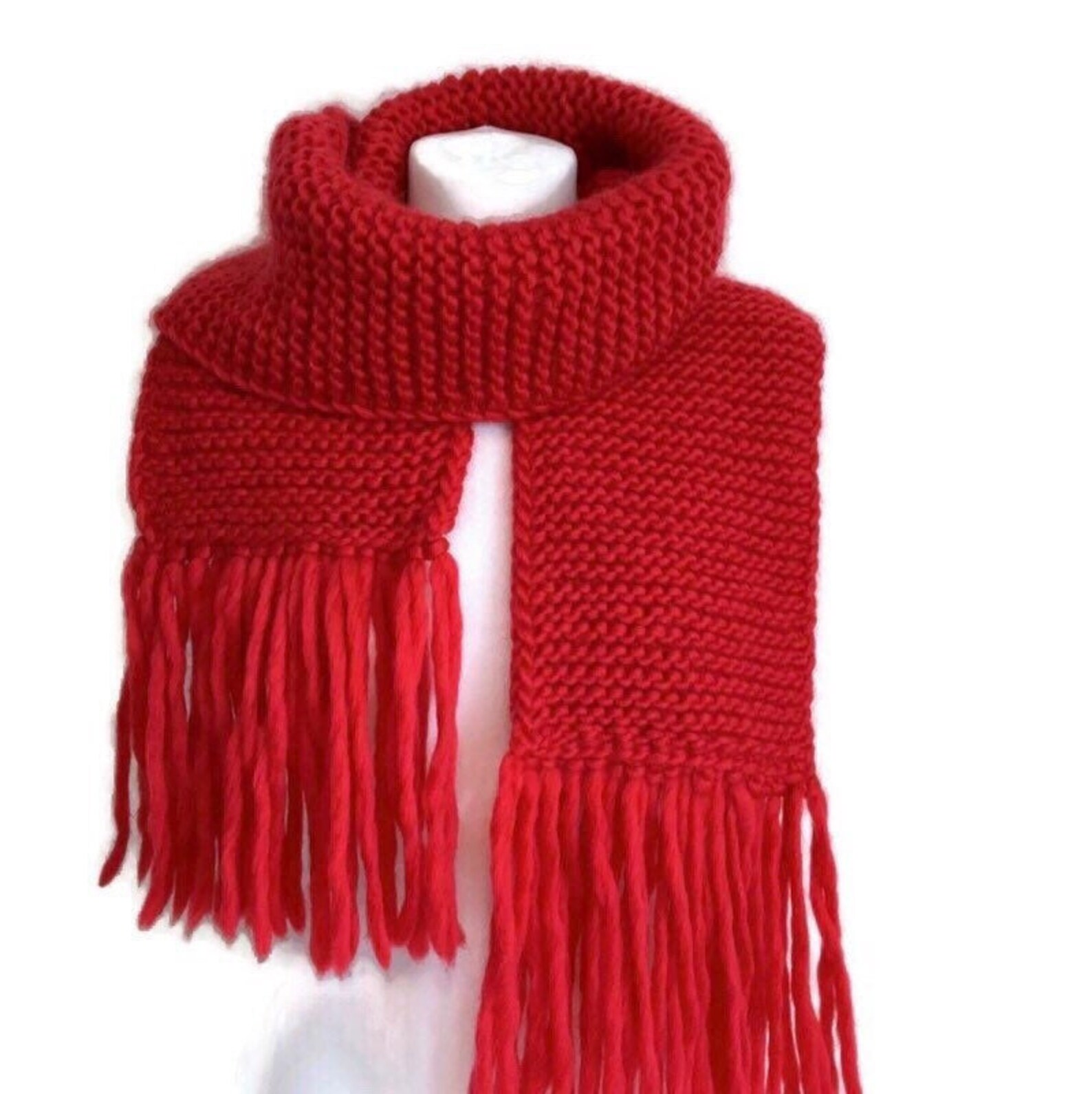 Striped Knit Wool Scarf for Women Casual Soft Neck Warmer