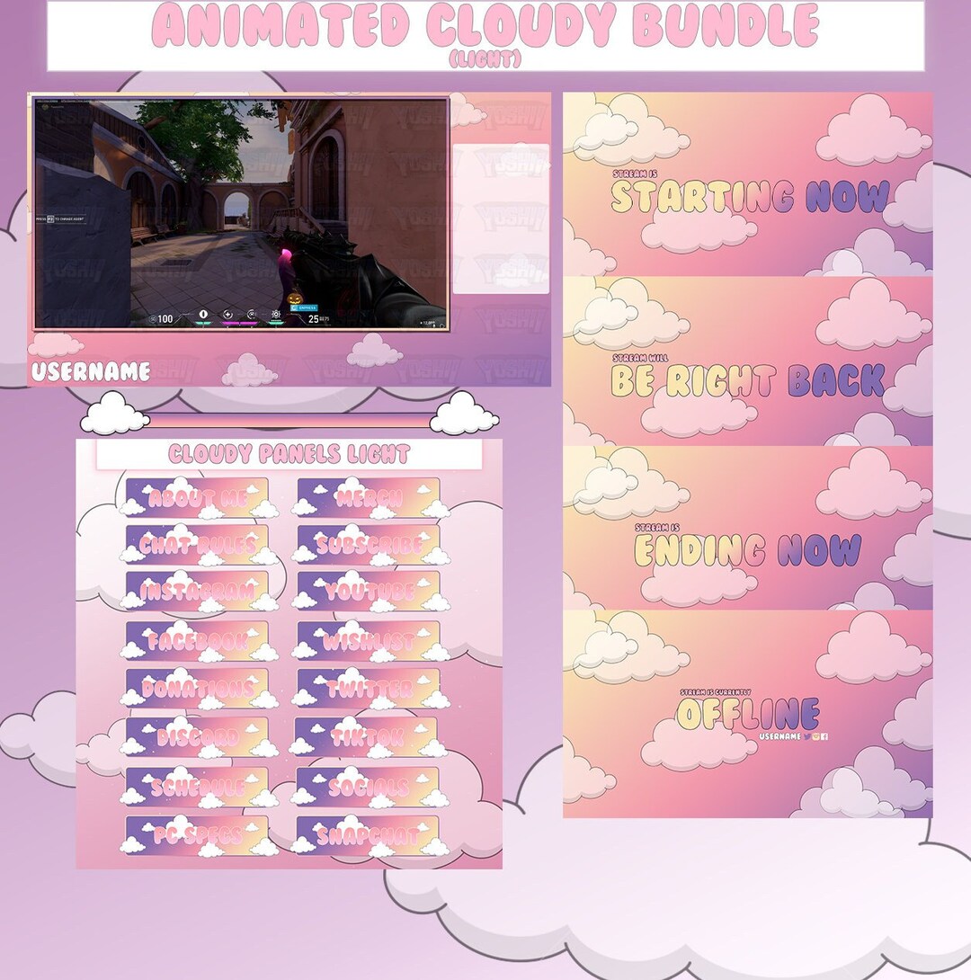 ANIMATED CLOUDY BUNDLE (light) - Etsy