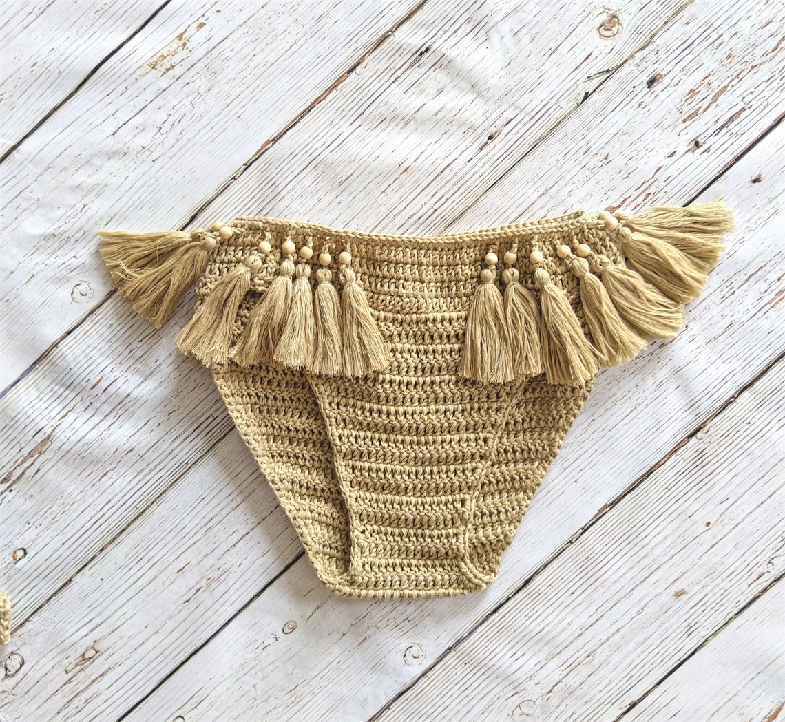 Handmade Crocheted Bikini Set Soft Cotton Yarn Crochet Etsy