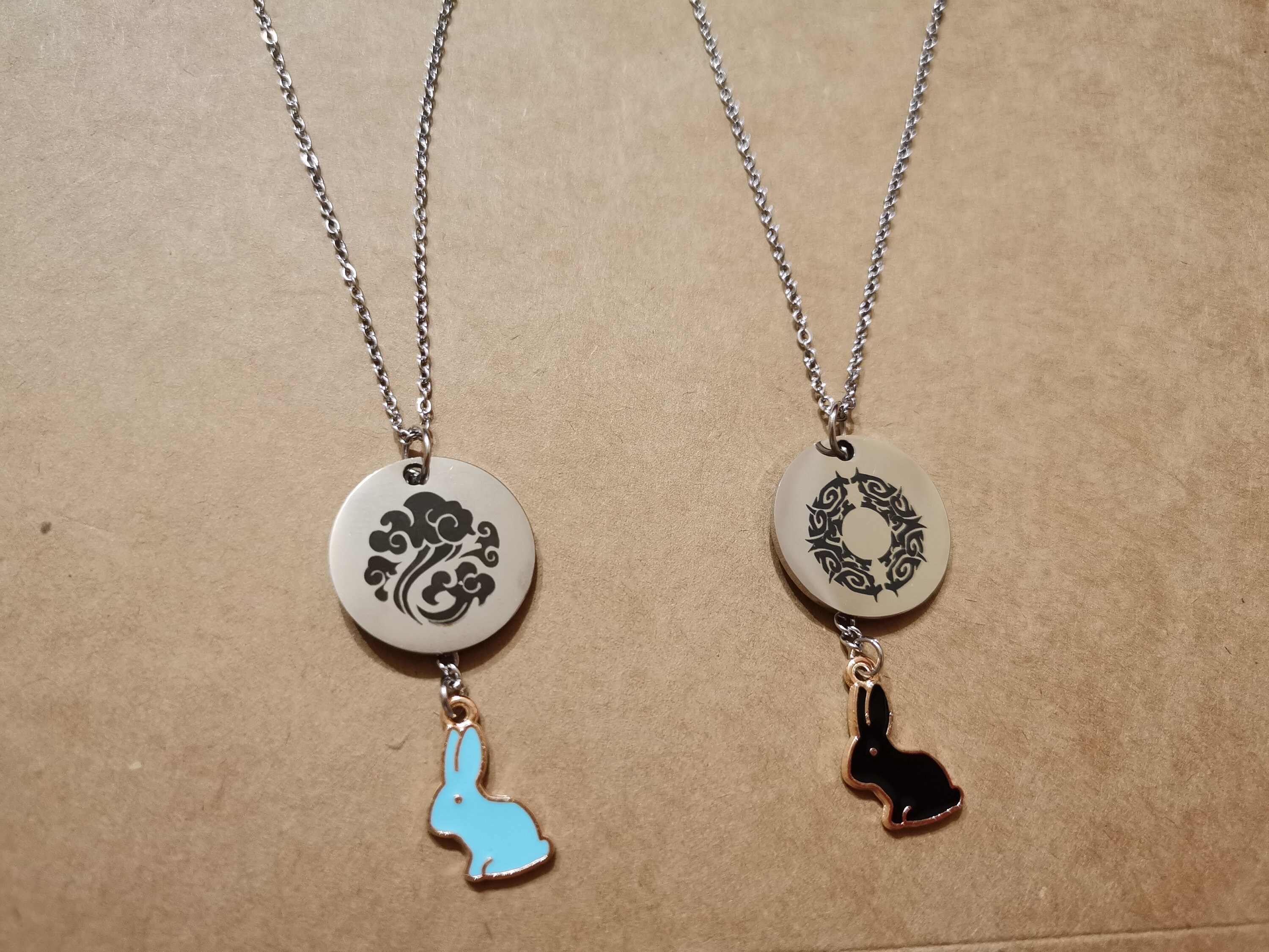 Customized MDZX The Founder of Diabolism stainless steel gold plated necklace,Lan Wanji, Wei Wuxian pendant,Bunny Necklace, Gift for Her