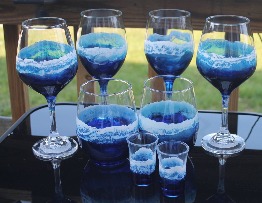 Beach Wine Glasses, Ocean Inspired Glassware,beach Wedding Glasses