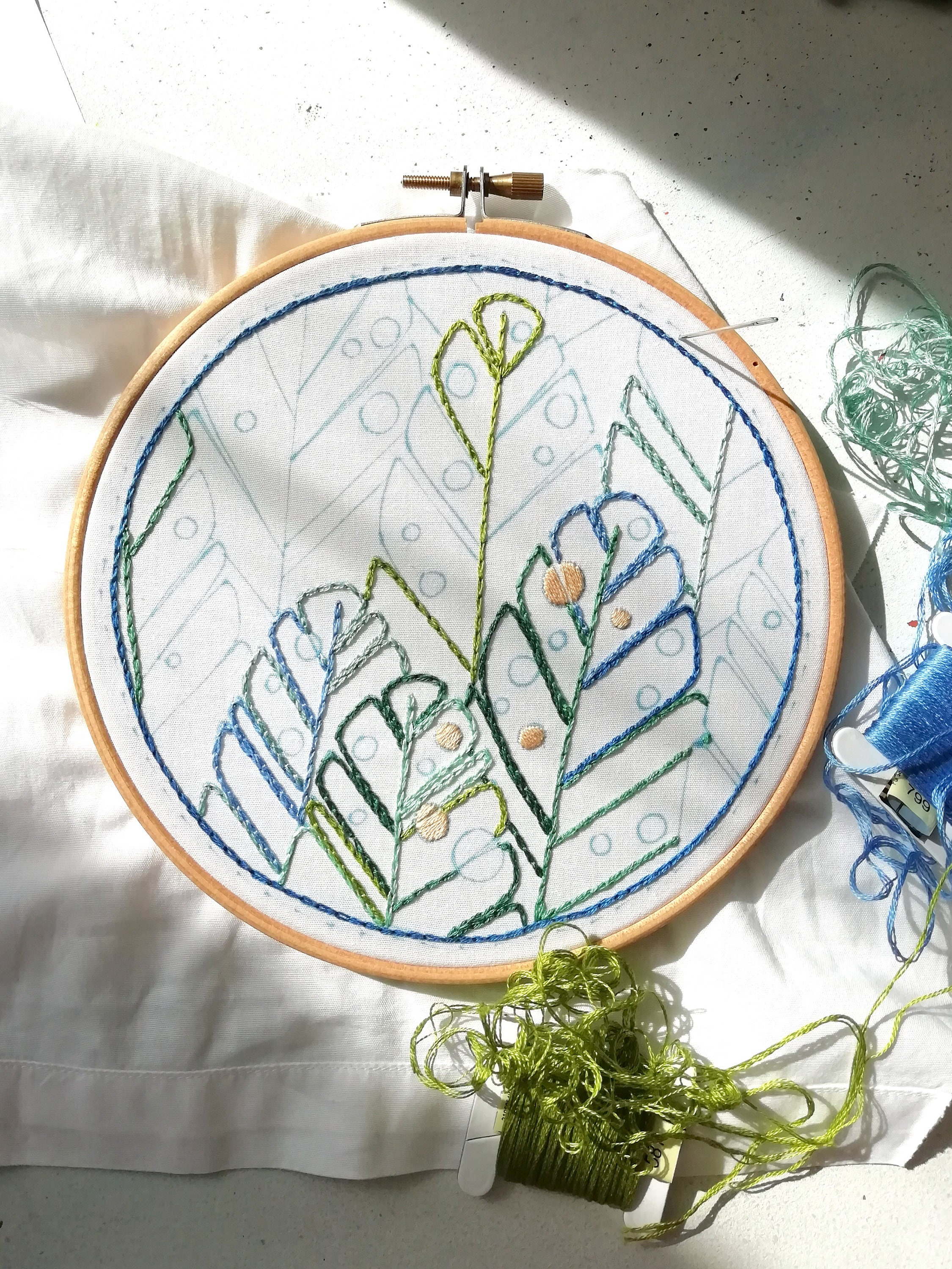 Botanical Embroidery Pattern Leaves Hand Embroidery Art Etsy