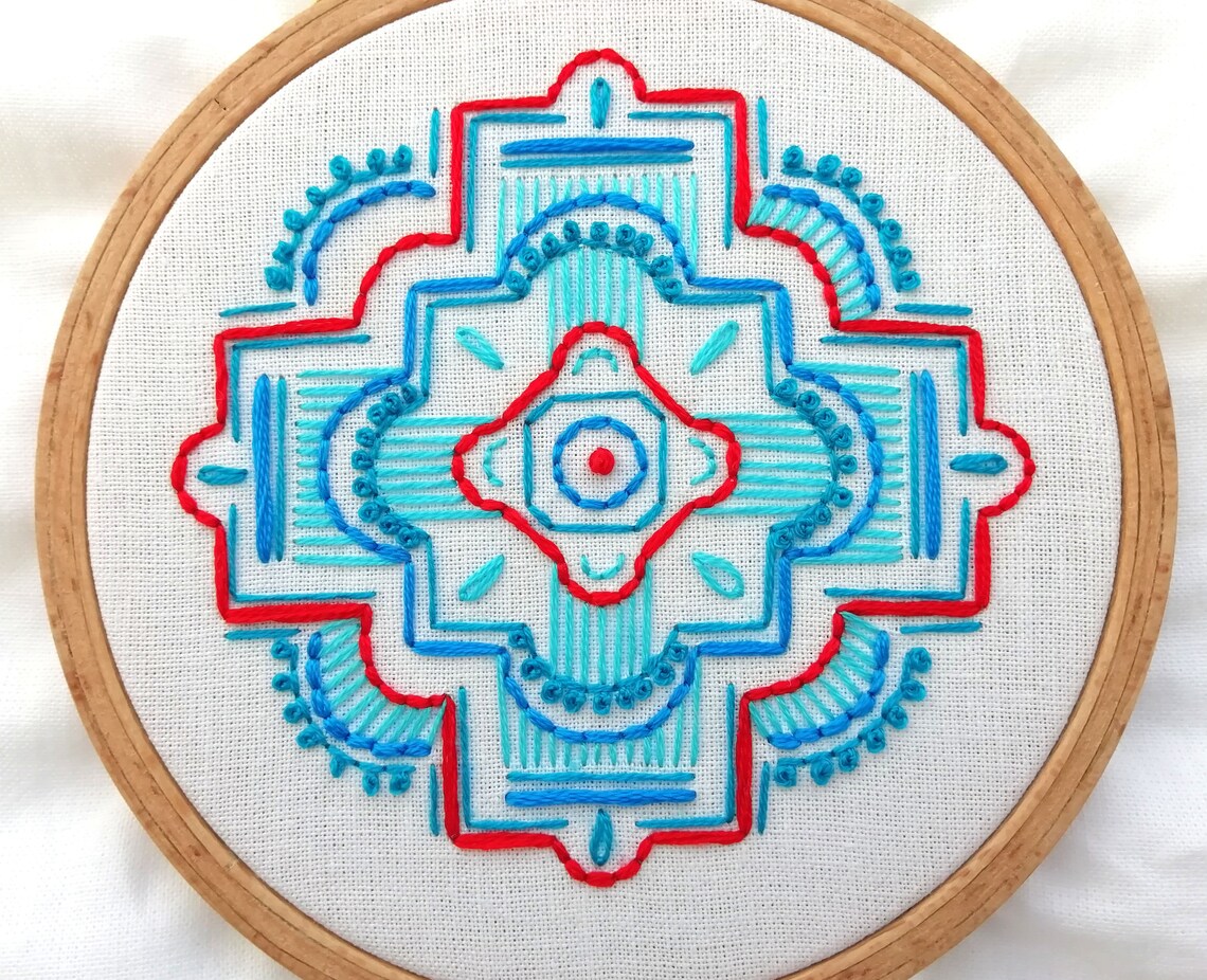 Geometric Embroidery Pattern Hand Embroidery Pattern Pdf Etsy