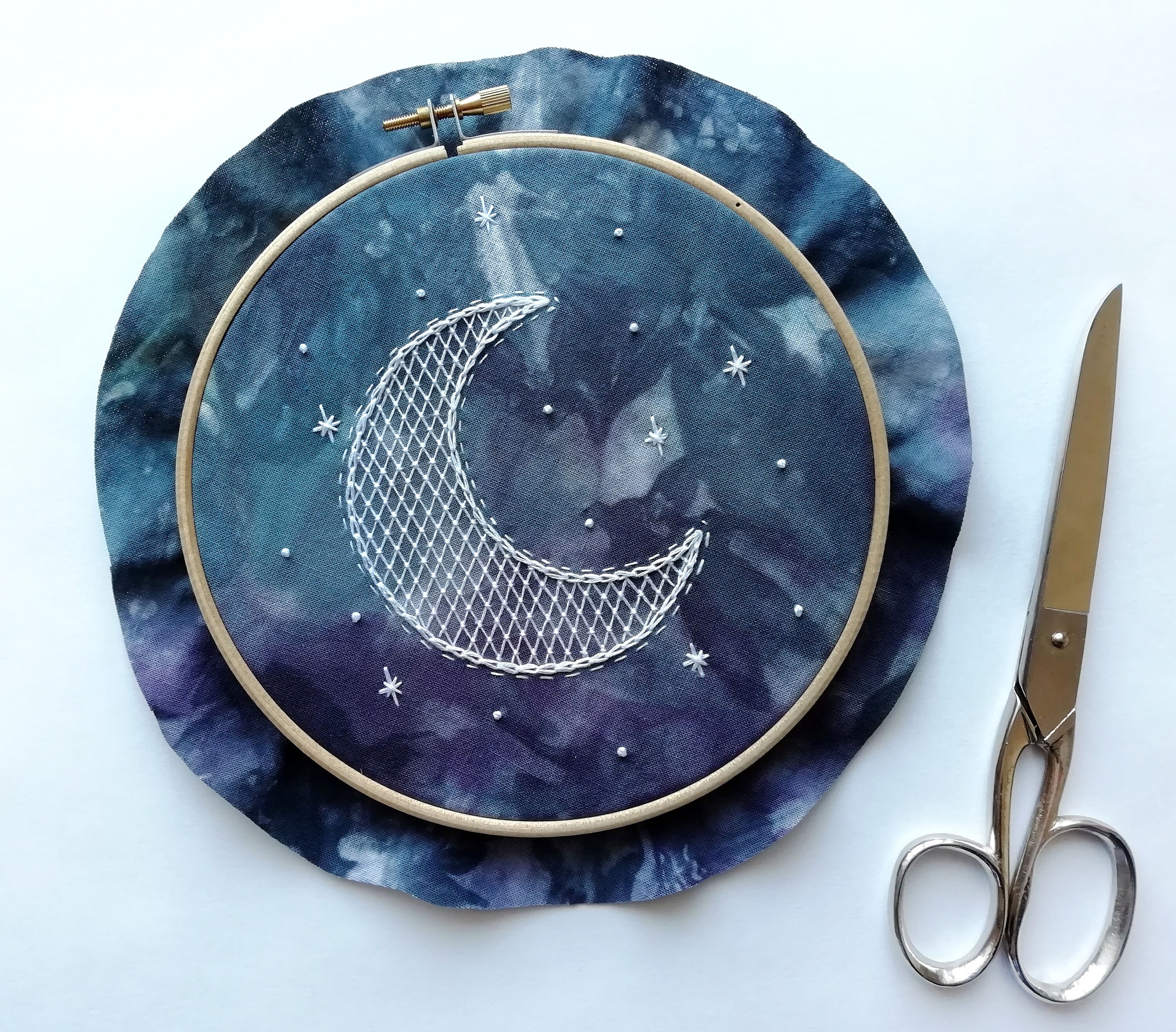 Celestial embroidery pattern Crescent moon Space Etsy