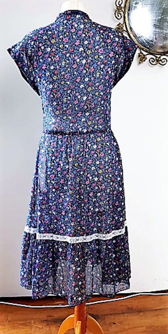 70s/80s cotton tea dress, ditsy floral  prairie-s… - image 4