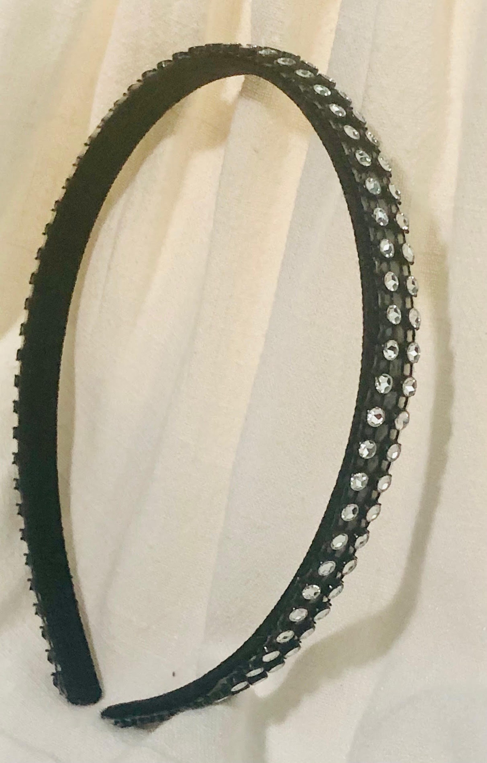 Pretty Black RhinestoneLined Headband Fun Rhinestones Etsy