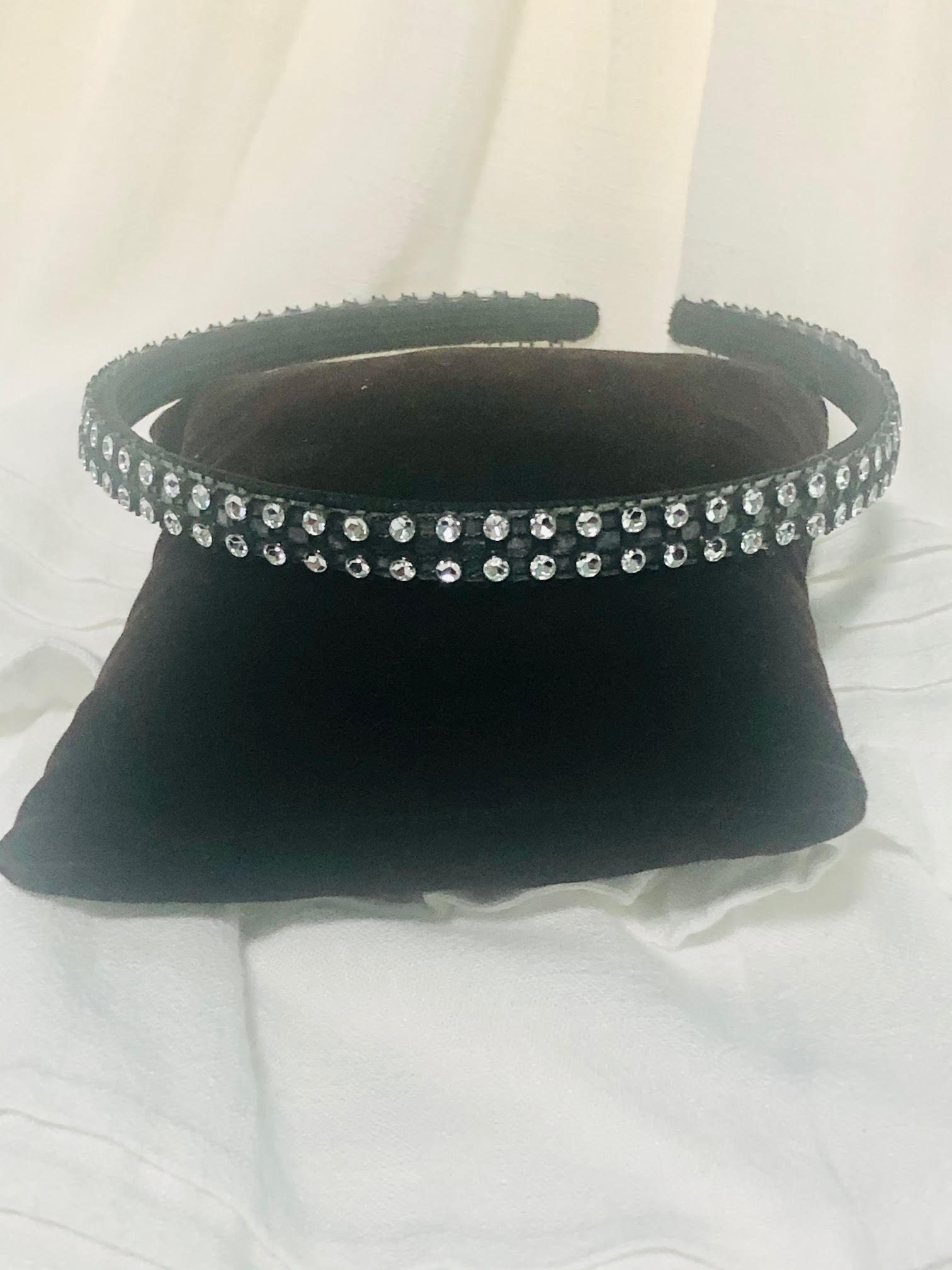 Pretty Black RhinestoneLined Headband Fun Rhinestones Etsy