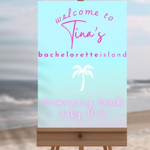 Editable Bach Island Welcome Sign - Beach Bachelorette Decor - Tropical Party Sign - Welcome Digital Template - Hot Bride Entered The Villa