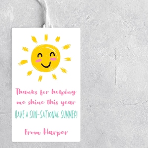 Editable Summer Teacher Appreciation Tag - End of Year Gift Tag - Teacher Thank You - Sunsational Summer Gift - School Summer Printable