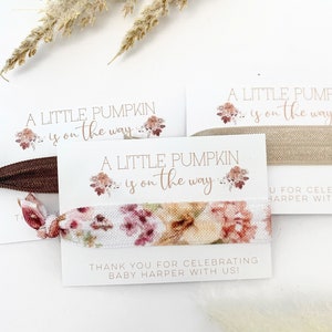 Fall Pumpkin Baby Shower Favor - Boho Rustic Pumpkin - Floral Pumpkin Shower - A Little Pumpkin Is On The Way - Burnt Orange Floral Shower bild 1