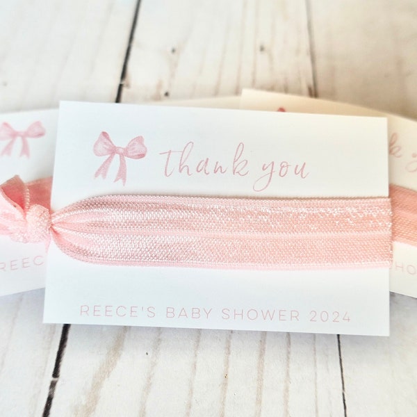 Pink Bow Baby Shower Favor - Girly Baby Shower - Pink Watercolor Theme Shower - Blush Pink Ribbon Party - Girl Baby Sprinkle - Bow Baby