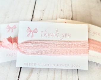 Pink Bow Baby Shower Favor - Girly Baby Shower - Pink Watercolor Theme Shower - Blush Pink Ribbon Party - Girl Baby Sprinkle - Bow Baby