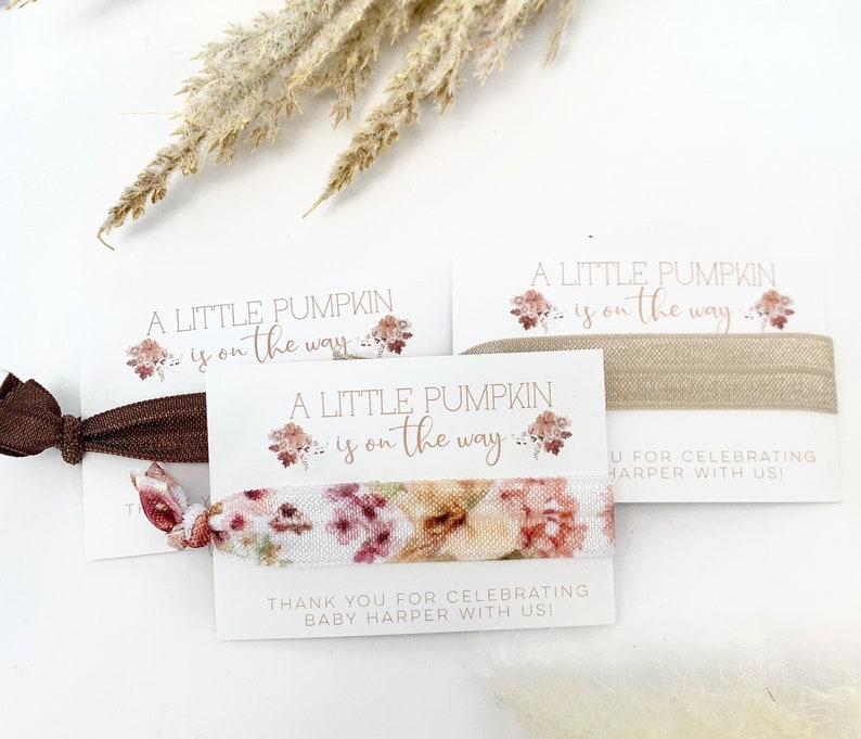 Fall Pumpkin Baby Shower Favor - Boho Rustic Pumpkin - Floral Pumpkin Shower - A Little Pumpkin Is On The Way - Burnt Orange Floral Shower bild 1