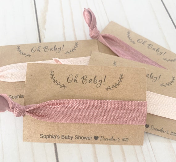 Blush Pink Baby Shower Favor - Baby Shower Hair Tie Favor - Girly Baby Shower Hair Tie - Minimalist Shower - Mauve Baby Shower - Boho Favor