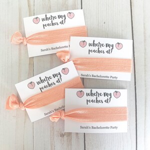 Georgia Bachelorette Party Favor Brides Peaches Georgia Peach Hair Tie Favor Savannah Georgia Bachelorette Peach Bachelorette image 2