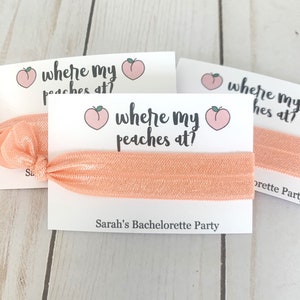 Georgia Bachelorette Party Favor - Brides Peaches - Georgia Peach Hair Tie Favor - Savannah Georgia Bachelorette - Peach Bachelorette