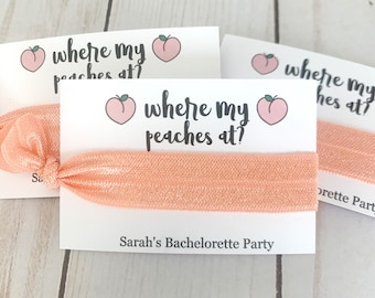 Georgia Bachelorette Party Favor - Brides Peaches - Georgia Peach Hair Tie Favor - Savannah Georgia Bachelorette - Peach Bachelorette