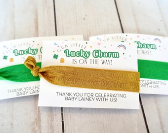 Lucky Charm Baby Shower - St Patrick Baby - Green Gold Four Leaf Clover Favor - Shamrock on the Way - Lucky Baby Shower - Irish Lucky March