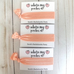 Georgia Bachelorette Party Favor Brides Peaches Georgia Peach Hair Tie Favor Savannah Georgia Bachelorette Peach Bachelorette image 6