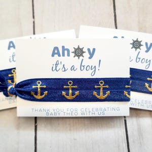 Ahoy It’s a Boy Baby Shower Hair Tie Favor | Nautical Boy Baby Shower Favors | It’s a Boy Party Favor | Blue Baby Shower Gift | Nautical