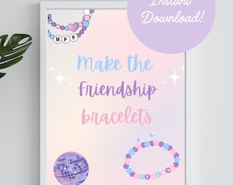 Signe de l'amitié en téléchargement immédiat - décoration de la station de bracelet - fête d'anniversaire de naissance - fête d'anniversaire - pré-adolescente numérique pour ados