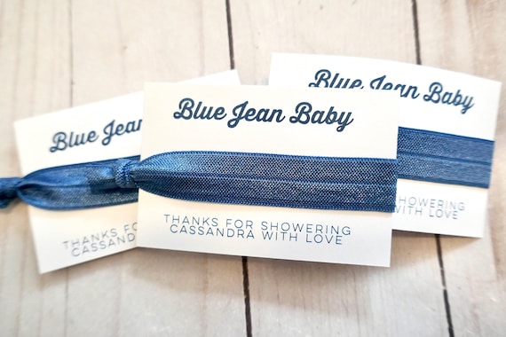 Blue Jean Baby Shower Hair Tie Favor - Denim Baby Shower Favors - It’s a Boy Hair Tie Gift - Western Baby Shower - Baby Shower Theme