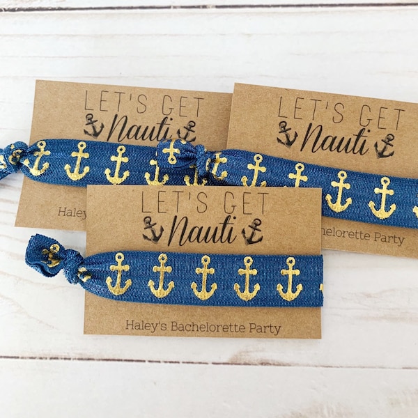 Nautical Bachelorette Party Favor - Get Nauti - Boat Bachelorette Party - Anchor Hair Tie